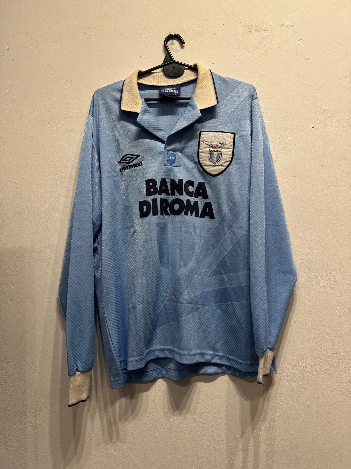 Lazio 1994 Home Longsleeve #10 Gascoigne Size L (57 x 73/75 cm)