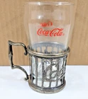 Vintage Metal Cup Soda Holder Fountain COCA COLA Coke 2.5 Inch With Glass