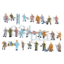 27 pcs. 1:87 Scale Figures HO Construction Workers Supplies People Human