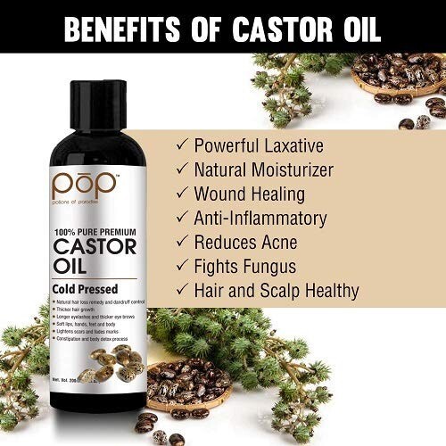 Aceite de ricino orgánico certificado - 3,4 oz pestañas cejas prensado en frío