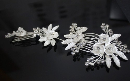 Silver tone hair comb bridal wedding crystal rhinestone hair accessories ha1916 - Picture 2 of 5