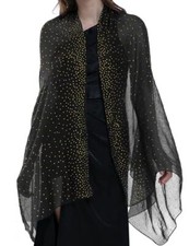 Starry Night Shawls and Wraps for Evening Dresses/Weddings A. Black/Gold Stars