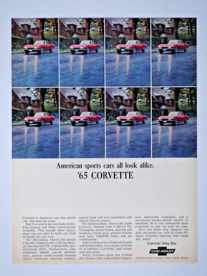 1965 Corvette Red Chevrolet Vintage All Look A Like Original Print Ad