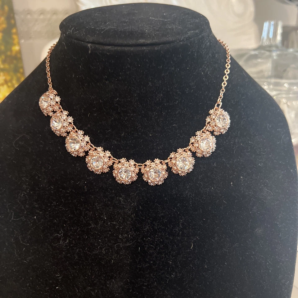 $159 COLLAR NUEVO CON ETIQUETAS TED BAKER ORO ROSA MARGARITA ENCAJE 17" CON CRISTALES DE SWAROVSKI JL81 Foto 2 de 4