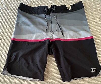 BILLABONG Board Shorts Men's Size 32 Black Grey Red Beach