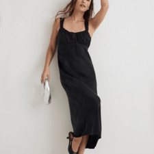 Madewell Square Neck Midi Dress Womens Size 10 Black