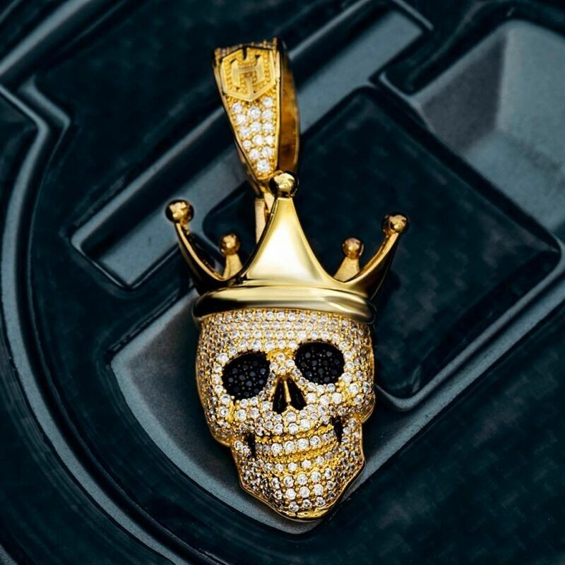 Gold Necklace Diamond Skull Jewelry Carat Black And White Diamond