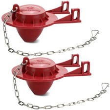 Universal Toilet Flapper High Performance w/ Chain for 2" Flush Valves, 2 Pack