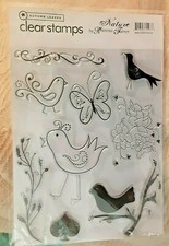 Autumn Leaves NATURE Clear Craft Stamps BIRD BUTTERFLY FLOWER BRANCH (H)