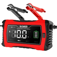 10A 12V 24V Smart Car Battery Charger,Trickle Charger, Battery Repair Desulfator