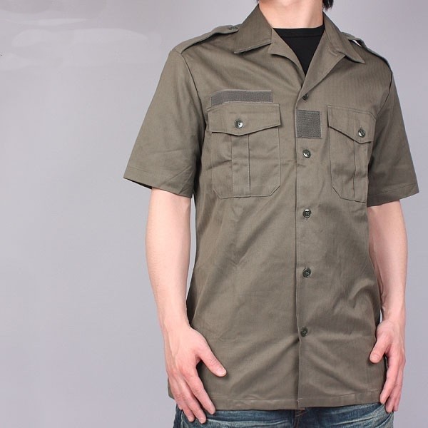 トップス OVY French Millitary Cheack Shirts New Unissued French army olive drab short sleeved shirt