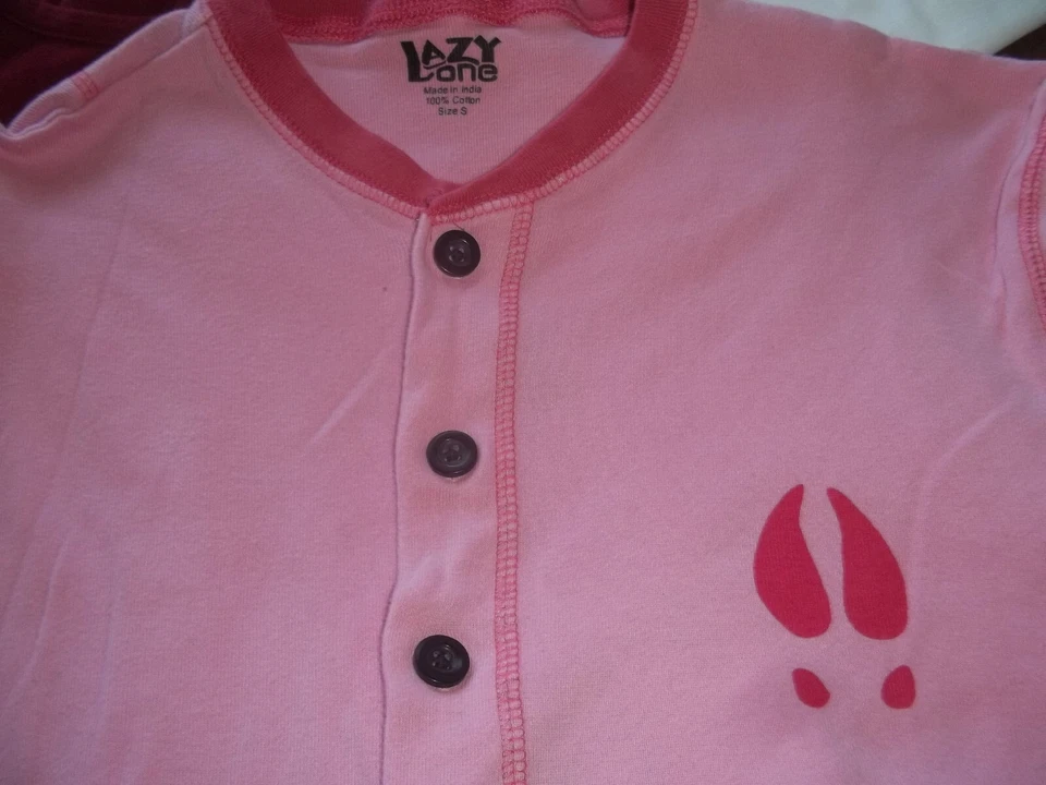 Moose Caboose Long John PJ's Button Flap Pink Lazy One (S) Women's see photos! - Image 2 of 4