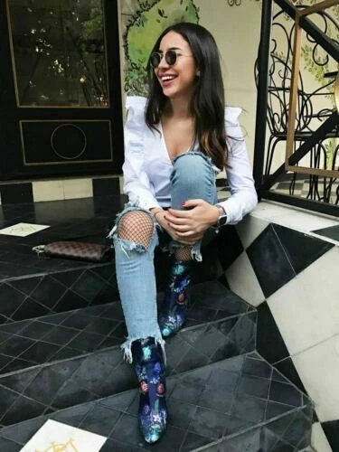 Zara Embroidered Floral Boots for Women