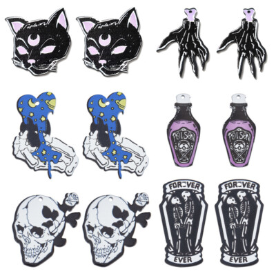 20 Stck. Acryl Anhänger Gothic Stil Totenkopf Charms Katzenkopf Halloween Deko