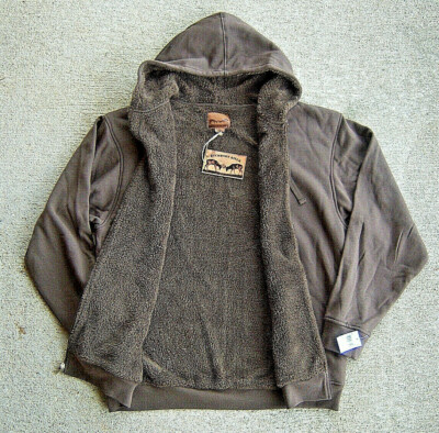 BUCKHORN RIVER men 's sweater winter hoodie size XL full-zip brown
