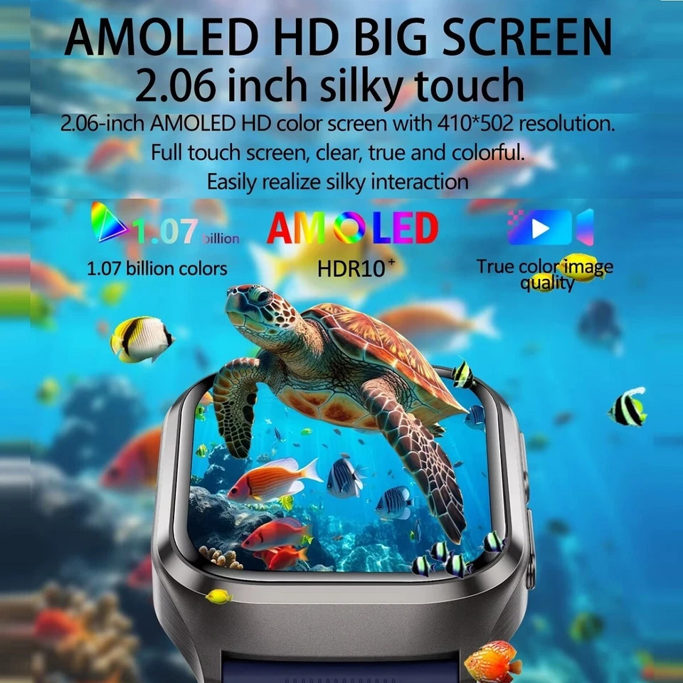 2.06" ECG Luftpumpe Airbag Genau Blutsauerstoffdruck Smartwatch S17 SOS NFC - Bild 4 von 4