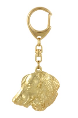 Dachshund Rough-Haired, Dackel, Teckel IV - Gold-Plated Keychain With Dog