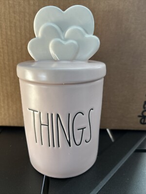 NIB Rae Dunn Things Jar with Hearts 7'' 2021   Blush   Nice Valentines Day Gift