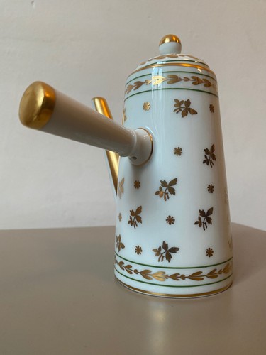 FRANCE Singer LIMOGES tete-a-tete Goldrand Paint Main Blumenmotiv Moccakanne - Bild 6 von 14