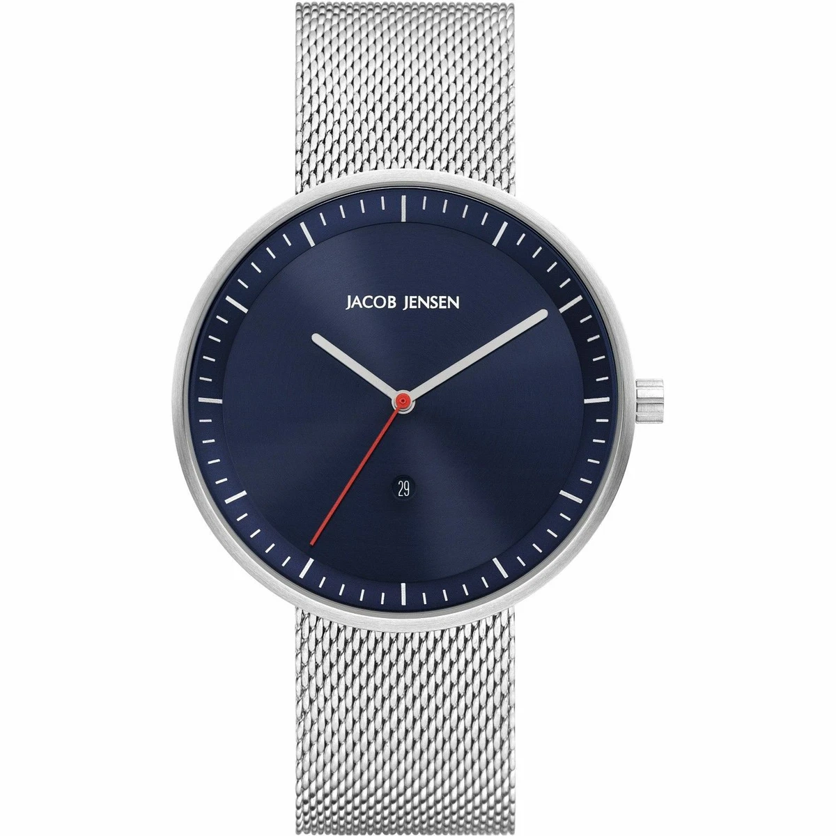Jacob Jensen 281-50003 Mens Watch 36mm Silver Tone Brown Leather New Battery Jacob Jensen Icon Series 232 Stainless Steel Black Leather  main image 2