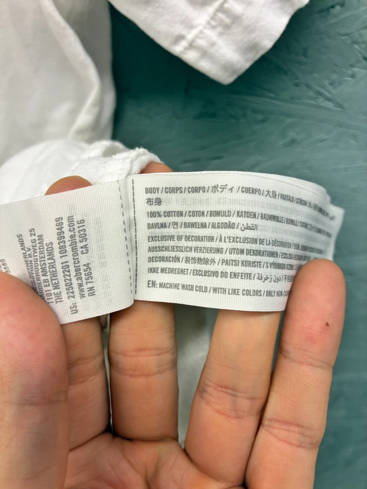 Abercrombie Kids Button Down Shirt Boy's 15/16 White Short Sleeve Cotton Top - Image 4 of 4