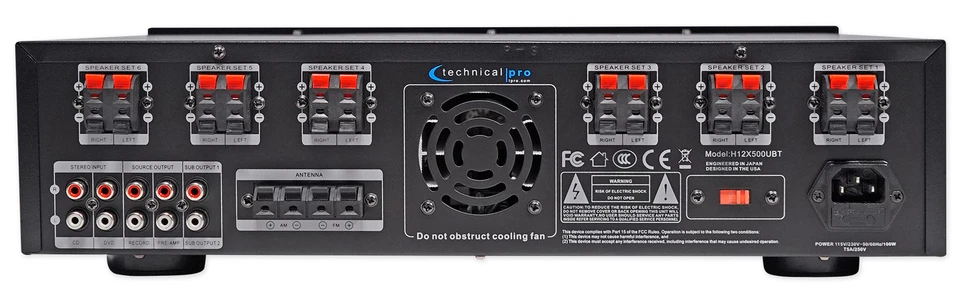 Technical Pro H12X500UBT 6000w Professional Bluetooth Amplifier Receiver USB, SD - Image 4 of 4