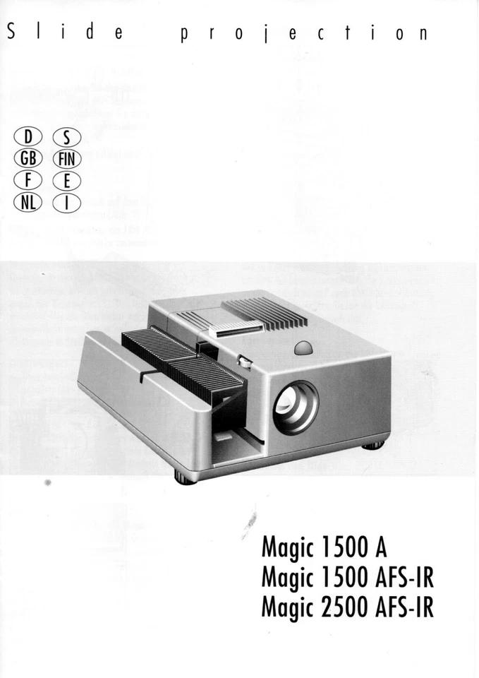 Bedienungsanleitung Manual Diaprojektor Kindermann Magic 1500 / 2500 A / AFS-IR - Bild 1 von 1