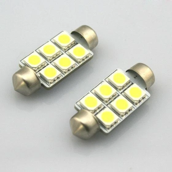 8) Ксеноновые белые светодиодные лампы 36 мм 6smd 5050 для подсветки салона - Изображение 3 из 4