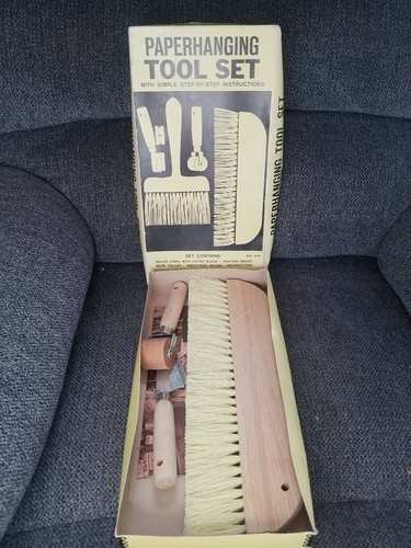 Vintage Warner Paperhanging WoodHandle Tool Set # 478 With Manual and Box