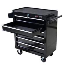 6 Drawers Rolling Tool Cart Chest Tool Garage Storage Cabinet Box Wheels Black