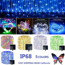 LED Solar Powered Rope Fairy Hanging String Strips Lights Outdoor Garden Patio