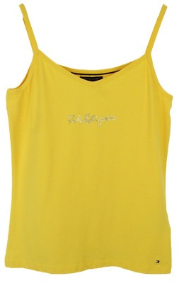 TOMMY HILFIGER T-Shirt Womens L (LARGE) Sleeveless Leotard Rhinestones Yellow