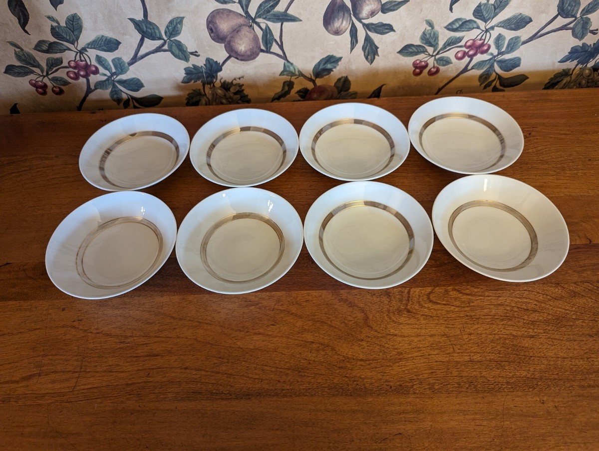 8-VINTAGE ROSENTHAL CHINA TAUPE BAND FRUIT BOWLS (5