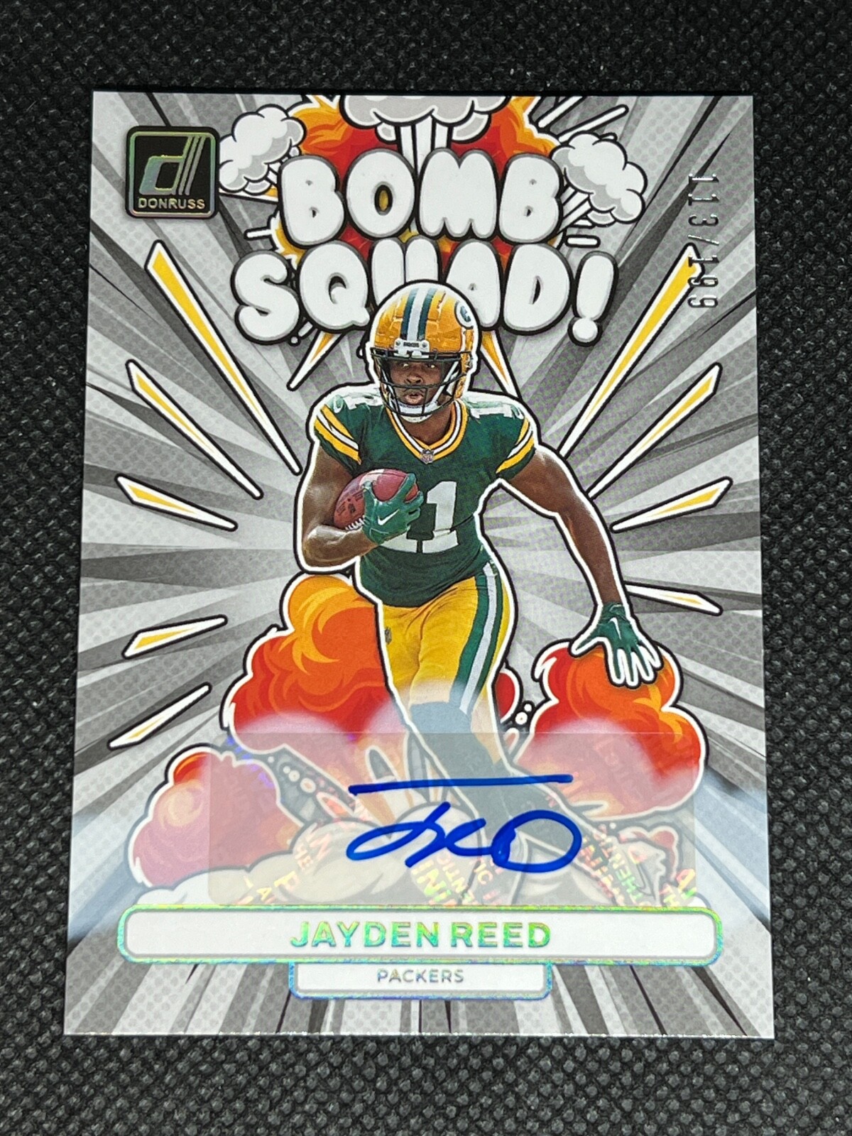 Jayden Reed 2023 Donruss Bomb Squad! Rookie Auto 113/199 #BS-15 Packers