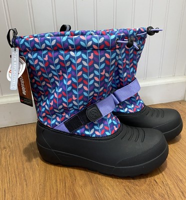 Northside Girls Size 5 Purple Black Snow Boots New Insulated Reflective