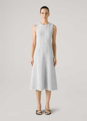St John Size 4 Jacquard Knit Fit & Flare Dress $1,595