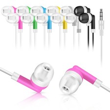 Kids Earbuds Bulk 50 Pack, Wired Headphones, Multi Color, Classroom School Li...