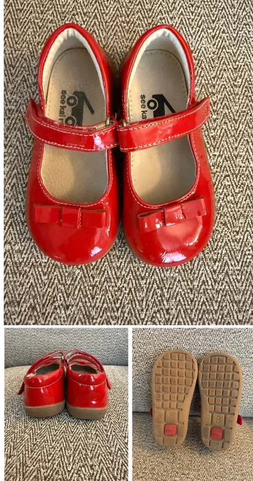 Туфли See Kai Run из красной лакированной кожи Mary Jane с бантиками размер 8 для младенцев/малышей ясельного возраста - Изображение 2 из 2