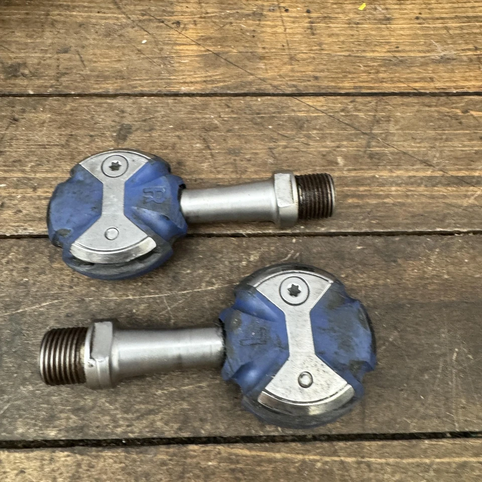 Pedales de acero inoxidable Speedplay Zero de colección tacos azules USADOS carretera sin clip Foto 3 de 4