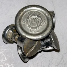 Vintage DISSTON U.S.A Hand Saw Medallion with 4 Nuts & Bolts Aluminum 13/16"