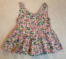 Vintage 80s Cuddle Towne Toddler Floral Peplum Tank Top Size 2T 100 Cotton
