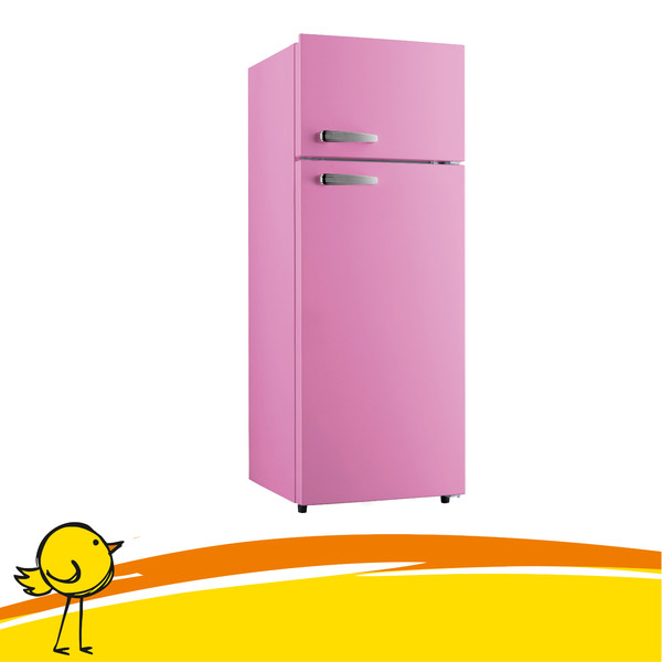 Pkm Retro KüHl-Gefrierkombination Pink 206 L Led Beleuchtung KüHlschrank-image