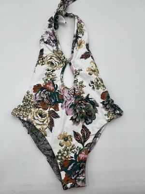 Maaji One Piece Swimsuit Reversible Halter Floral Paisley Keyhole Multi M