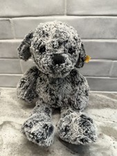 Steiff German Handmade Plush Taffy Dog Soft Cuddly Friends Puppy Grey 12" EUC
