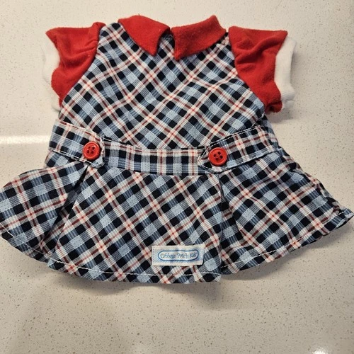 Vintage 1980s Cabbage Patch Kids Plaid Dress - Red Collar Schoolgirl Outfit