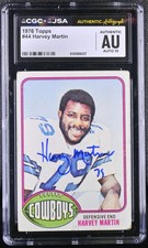 Signed 1976 Topps HARVEY MARTIN RC Rookie CGC JSA 10 Auto Cowboys HOF