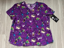 NEW Women's NIGHTMARE BEFORE CHRISTMAS Scrub Top Size 2XL