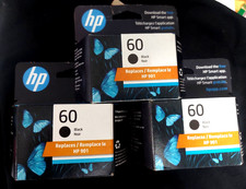 3 HP 60 Black Original Ink Cartridge exp Oct 2026 New  Sealed