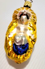 Inge-Glas German Christmas Nativity Ornament Baby Jesus in Manger