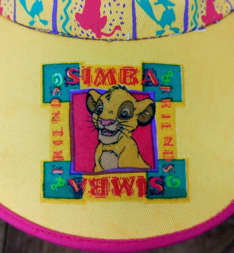 复古迪士尼儿童狮子王辛巴帽子紫色黄色棉 90 年代复古马尾辫 — 第 3/4 张图片